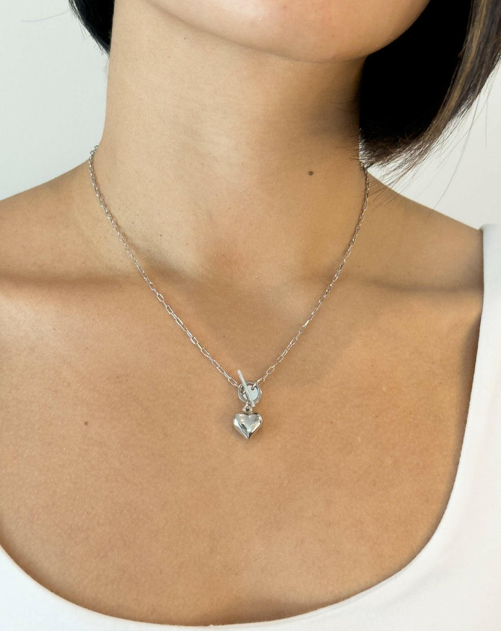 3D Chrome Heart Necklace