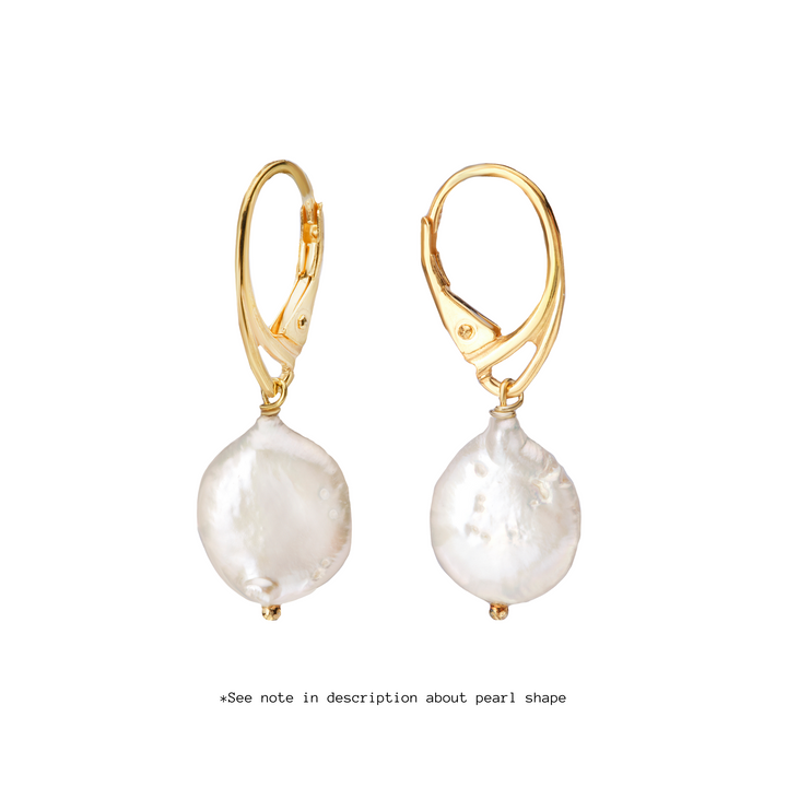 Organic Coin Pearl Earrings