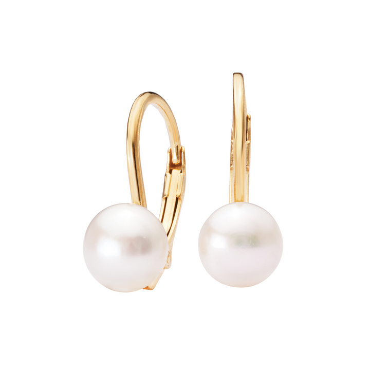 Gold Button Pearl Earrings
