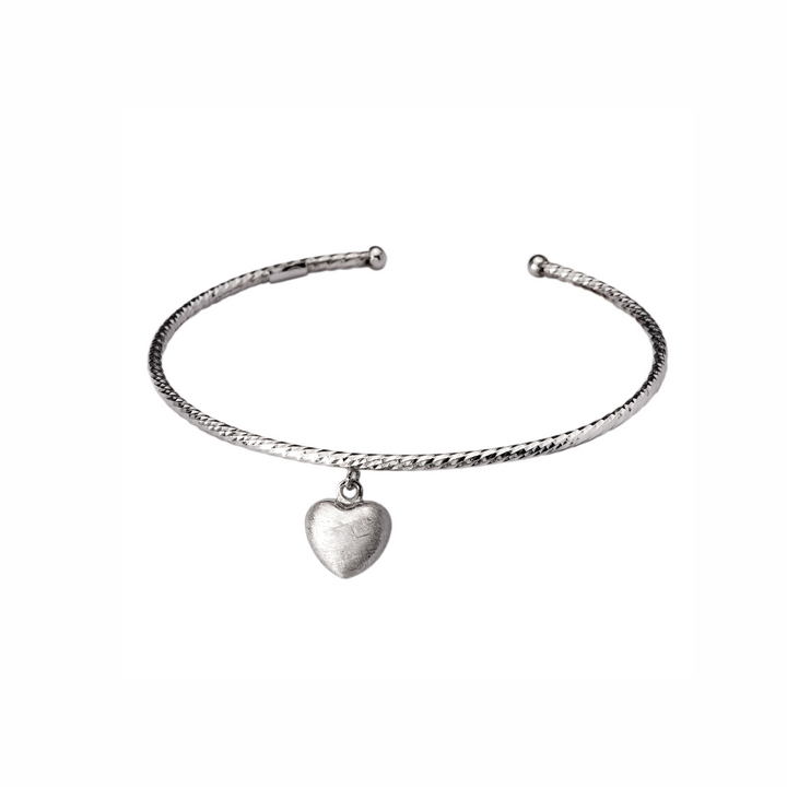 Silver Puffy Heart Bangle