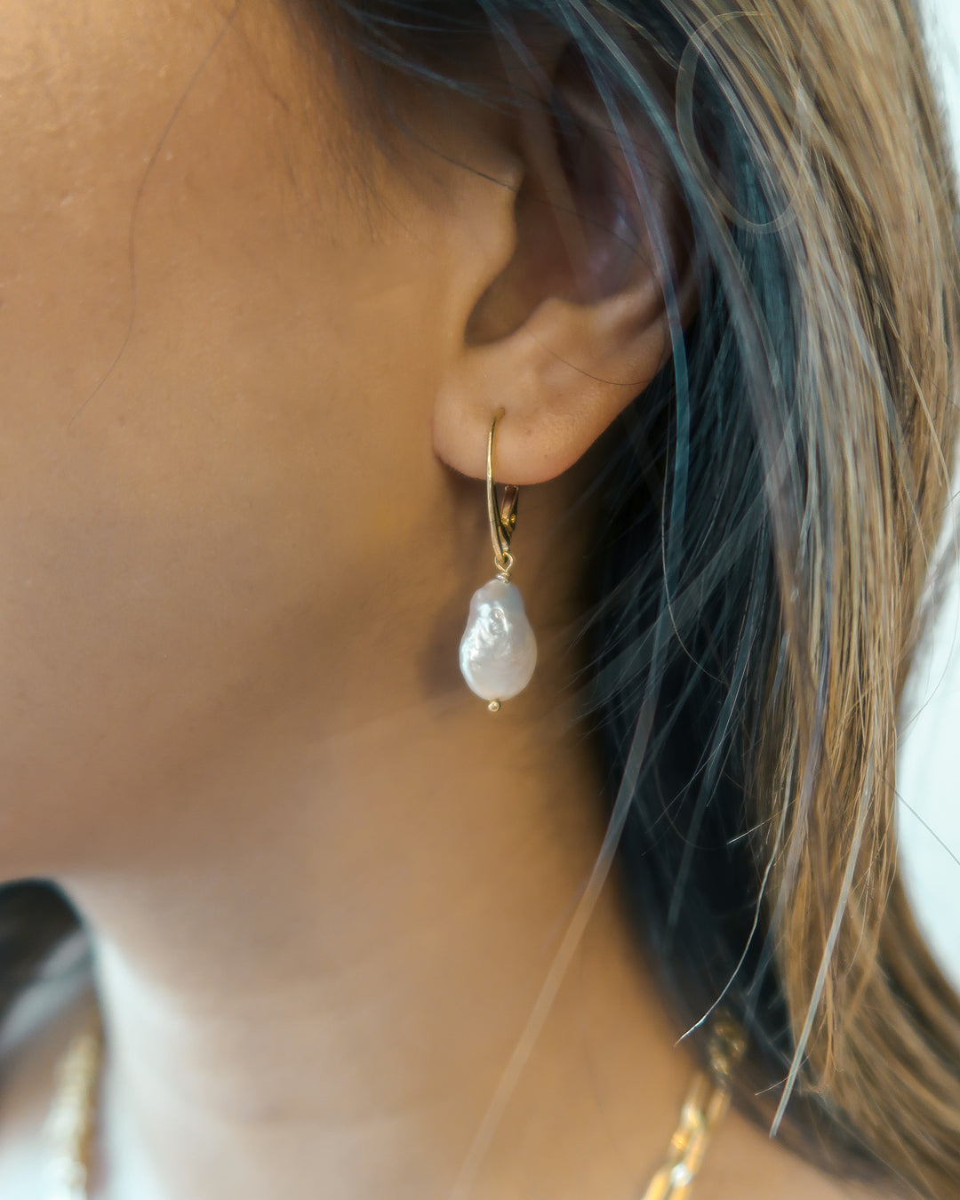 Organic Coin Pearl Earrings