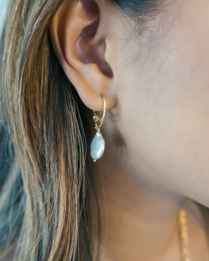 Organic Coin Pearl Earrings