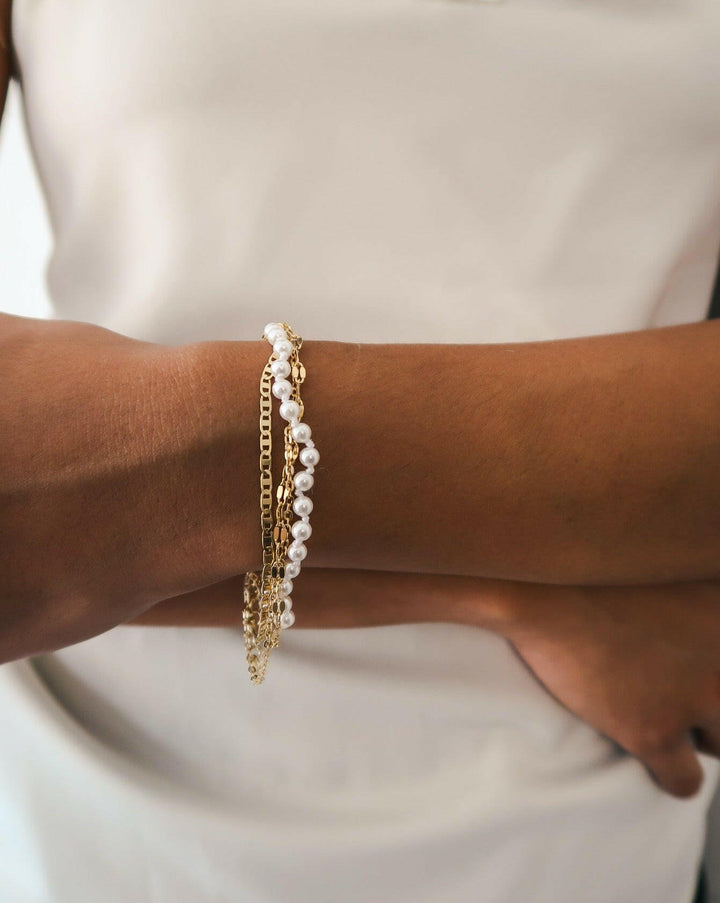 Pearl and Gold Multi Strand Bracelet