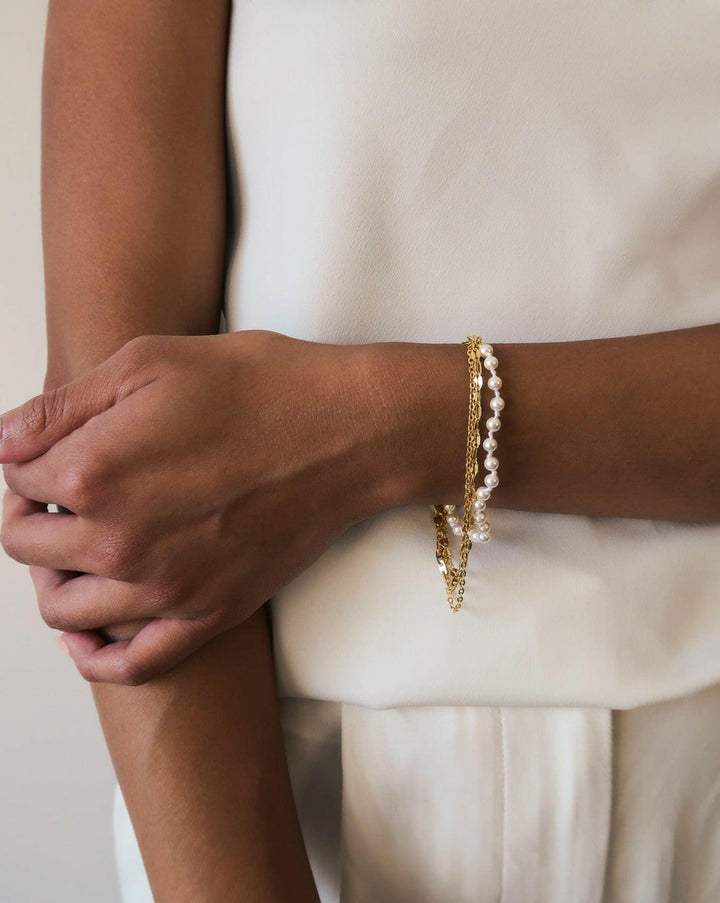 Pearl and Gold Multi Strand Bracelet