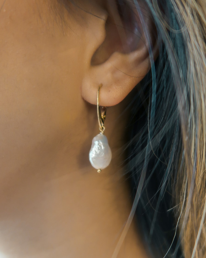 Organic Coin Pearl Earrings