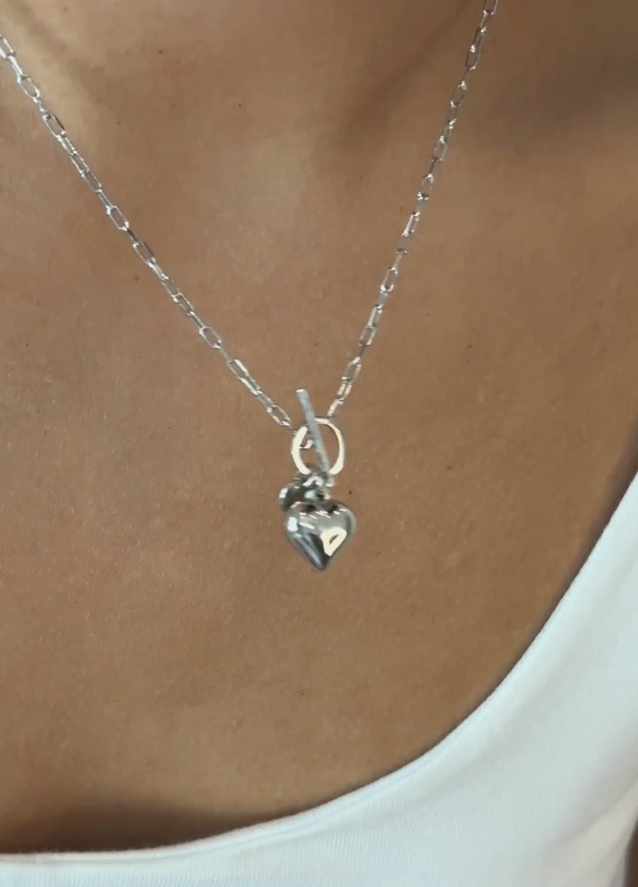 3D Chrome Heart Necklace