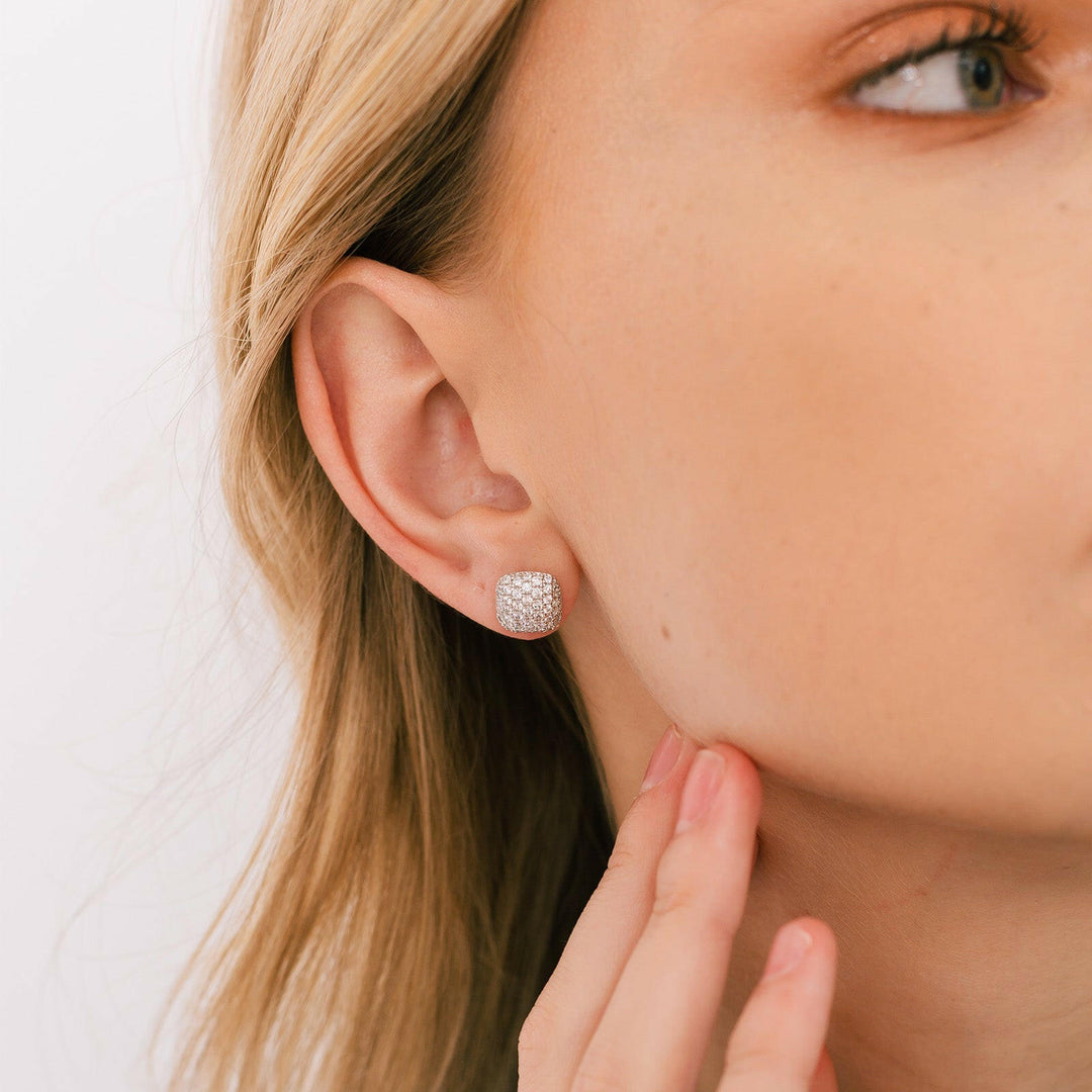 Cushion Pavé Stud Earrings