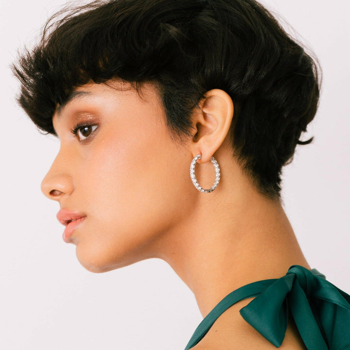 Large Classic Inside Out Sparkling Hoops