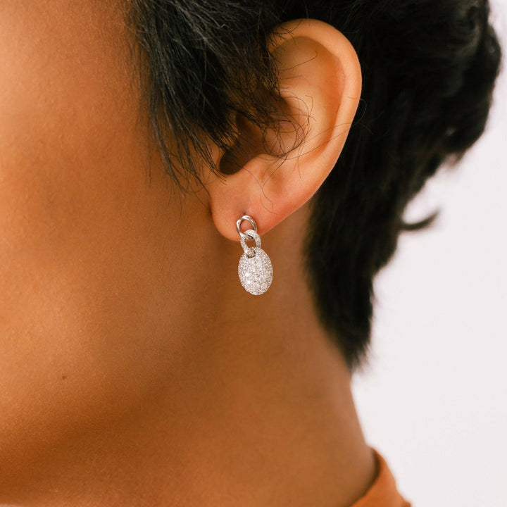 Oval Pavé Drop Earrings